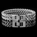 Silver vintage double-layered stainless steel Cuban link bracelet for men with box clasp - Steel