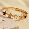 Bracciale in acciaio inossidabile oro rosa con stelle in smalto nero e madreperla chic - Oro rosa