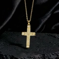 Elegante ciondolo a croce dorata con zirconi scintillanti e raffinati dettagli in perle - Stile U1 Oro Bianco