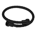 Dettaglio del bracciale in cavo d'acciaio nero con terminali a dado esagonale - Nero