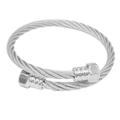 Bracciale a cavo in acciaio inossidabile argento con dadi esagonali industriali - Color Acciaio