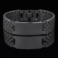 Bracciale minimalista nero in acciaio inossidabile stile orologio con piastra ID - Nero