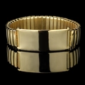 Gepolijste gouden roestvrijstalen rekbare horlogeband armband met graveerbare blanco plaat - Goud
