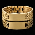 Bracciale ID in acciaio inossidabile dorato lucido con piastra e maglia a cinque - Oro