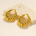 Pendientes de aro croissant en acero inoxidable chapado en oro 18K con textura trenzada - Dorado