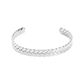 Bracciale rigido a C in acciaio inossidabile argento lucido con trama a spiga - Color Acciaio