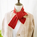 Winter striped knit scarf for women in red and beige with heart dot patterns - Red