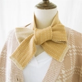 Knitted striped scarf for women in ginger and pale yellow color blocked design - Yellow