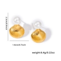 Boucles d'oreilles coquillage dorées avec perles, dimensions de 2,3 cm sur 1,8 cm - Or 18K / Or (EHF042)