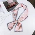 Foulard in raso rosa a pois con cuciture a contrasto per accessori moda donna - Rosa a pois