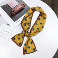 Sciarpa sottile retrò a pois giallo senape e blu per polso o acconciatura di capelli - Giallo a Pois