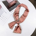 Elegant polka dot silk scarf in dusty rose with brown borders for women styling - Pink Tiny Dot
