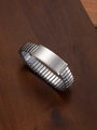 Men's silver stretch stainless steel ID bracelet with blank engravable plate - Silver