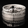 Silver 3-piece steel cable bracelet set with boxing glove and Roman numerals - Boxing Glove Roman Numeral 3-Piece Set (sztz025 Silver)