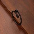Industrial black steel cable wire bracelet with square end caps on wood background - Black