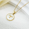 Collar signo Aries bañado en oro 18K con colgante de nácar blanco elegante - Aries