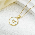 Collar de acero inoxidable chapado en oro 18k con colgante de nácar signo Tauro - Tauro