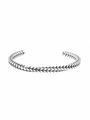 Bracciale rigido argento con motivo a spiga di grano vintage e stile minimale - Color Acciaio