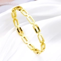 Bracciale rigido a catena cava in acciaio inossidabile placcato oro 18k su seta bianca - Oro
