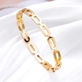 Bracciale minimalista in acciaio inossidabile placcato oro 18k con maglie rettangolari - Oro rosa