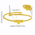 Set di gioielli in acciaio inossidabile placcato oro 18k con bracciale e anello a cuore - Set Oro