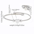 Set bracciale rigido a cuore e anello intrecciato in acciaio inox argento - Set di Gioielli Color Acciaio