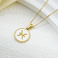Collana segno Pesci con intarsio in madreperla bianca e placcatura in oro 18K in titanio - Pesci
