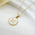 Collana in acciaio inossidabile placcato oro 18K con segno Gemelli su ciondolo bianco - Gemelli