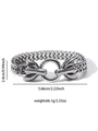 Silbernes Wikinger Wolfskopf Armband aus Edelstahl mit Maßangaben und Abmessungen - Fuchs Wolfskopf Stil (sl063)