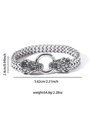 Antik-silbernes Wikinger-Schlangenkopf-Armband mit schwerer geflochtener Stahlkette - Doppel Schlangenkopf Stil (sl060)
