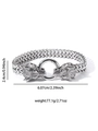 Silbernes Wikinger Doppelwolf-Armband mit geflochtener Kette und Federringverschluss - Doppelter Wolf Beißen Ring Stil (sl065)
