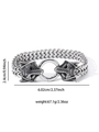 Wikinger Wolfskopf geflochtenes Titanstahl-Armband in antikem Silber-Finish für Herren - Nordischer Wolfskopf Stil (sl064)
