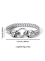 Silver vintage Viking skull link bracelet in stainless steel with size measurements - Skull Head Style (sl057)