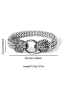 Vintage silver lion head bracelet with heavy scale chain and size measurements - Double Lion Head Style (sl061)
