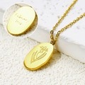 Gouden 18k vergulde Iris hanger ketting met februari gravure op een O-schakel - Februari Iris