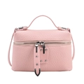 Borsa a mano rosa chiaro con trama martellata, doppia cerniera e dettagli argento - Rosa