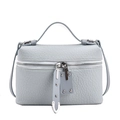 Borsa a tracolla grigio chiaro in pelle martellata con dettagli in metallo argento - Blu