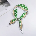 Polka dot green silk scarf tied in a bow style for women wrist and bag accessory - Green