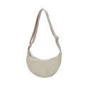 Borsa a tracolla a mezzaluna in nylon beige con tracolla regolabile e finitura liscia - Beige