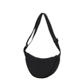 Borsa a tracolla a mezzaluna in nylon nero con tracolla regolabile e chiusura a zip - Nero