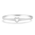 Brazalete de corazón en acero plateado con cristales brillantes y cierre de hebilla - Color Acero