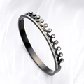 Lussuoso bracciale a corona in acciaio al titanio nero con accenti di zircone brillante - Nero