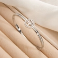 Bracciale Albero della Vita placcato oro 18K argento con strass su velluto - Color Acciaio
