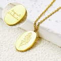 Collier glaïeul d'août doré en acier inoxydable plaqué 18k avec pendentif ovale - Août Glaïeul