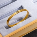 18k gold plated hollow mesh titanium steel bracelet with watch band texture design - Gold