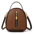 Borsa a secchiello marrone in pelle con design a goccia e dettagli in metallo oro - Marrone
