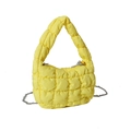 Borsa a nuvola gialla trapuntata con catena argento e morbida texture a bolle - Giallo