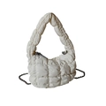 White quilted cloud bubble bag featuring metallic chain strap and puffy texture - White