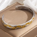 Bracciale rigido bicolore con motivo a foglie oro e argento su scatola lusso - Bicolore (Oro e Argento)