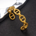 Verstellbares goldenes Gliederkettenarmband mit Anker-Design und Vintage-Metallstruktur - Gold